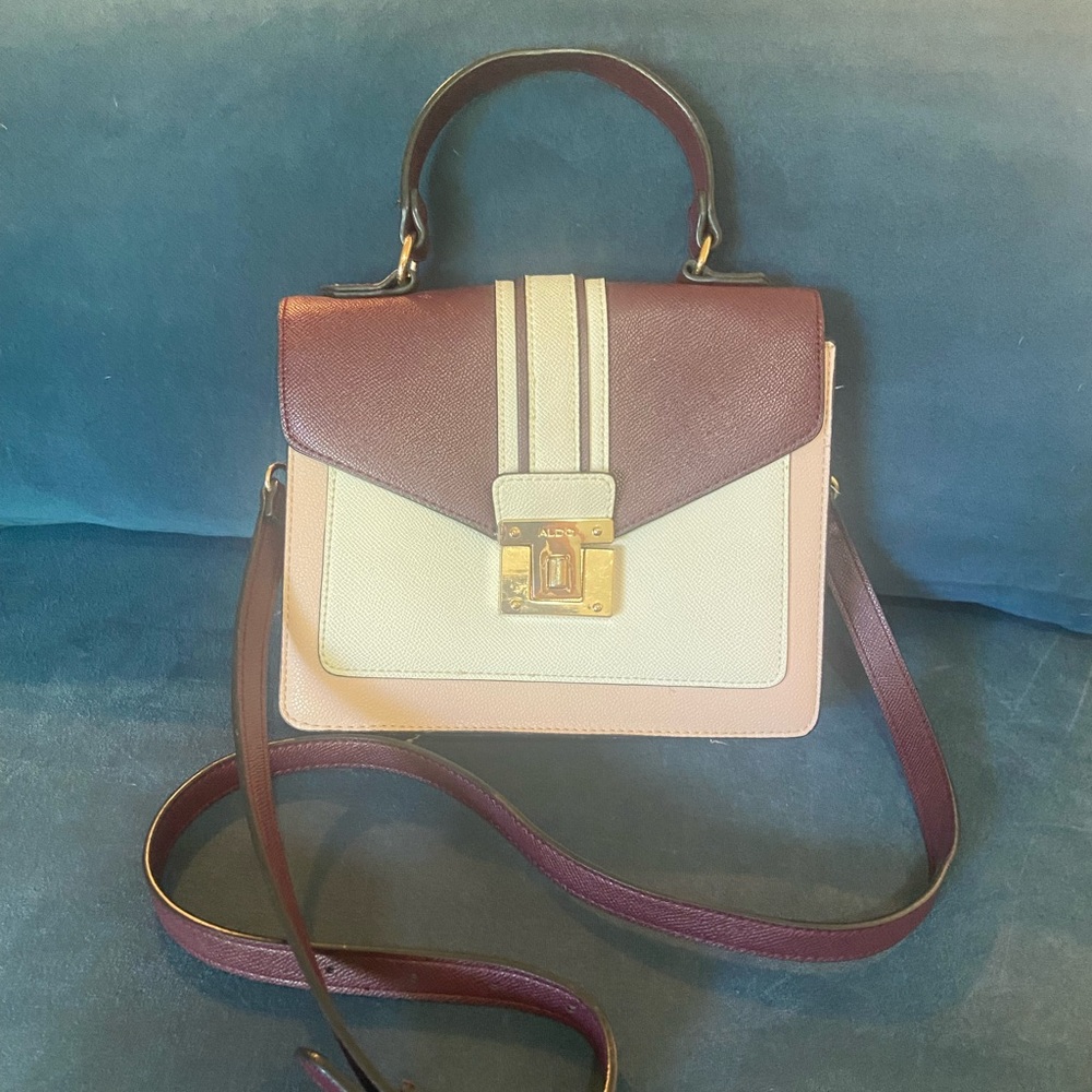 Aldo Elegant Burgundy, Rose and Cream Handbag